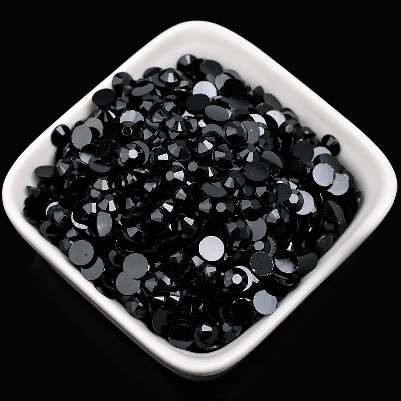 1000 viên Đá trang trí móng tay lấp lánh màu sắc ss6-ss30 Hạt đá pha lê nhựa resin mặt phẳng dùng trang trí giày dép túi xách quần áo phụ kiện DIY