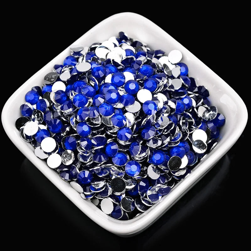 1000 viên Đá trang trí móng tay lấp lánh màu sắc ss6-ss30 Hạt đá pha lê nhựa resin mặt phẳng dùng trang trí giày dép túi xách quần áo phụ kiện DIY