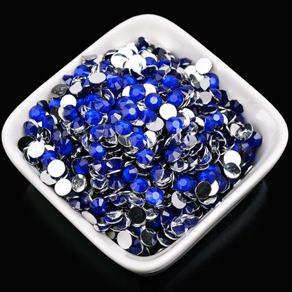 1000 viên Đá trang trí móng tay lấp lánh màu sắc ss6-ss30 Hạt đá pha lê nhựa resin mặt phẳng dùng trang trí giày dép túi xách quần áo phụ kiện DIY