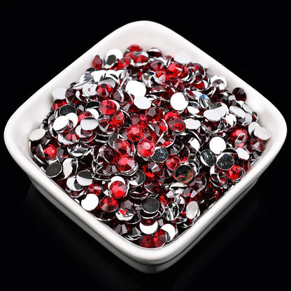 1000 viên Đá trang trí móng tay lấp lánh màu sắc ss6-ss30 Hạt đá pha lê nhựa resin mặt phẳng dùng trang trí giày dép túi xách quần áo phụ kiện DIY