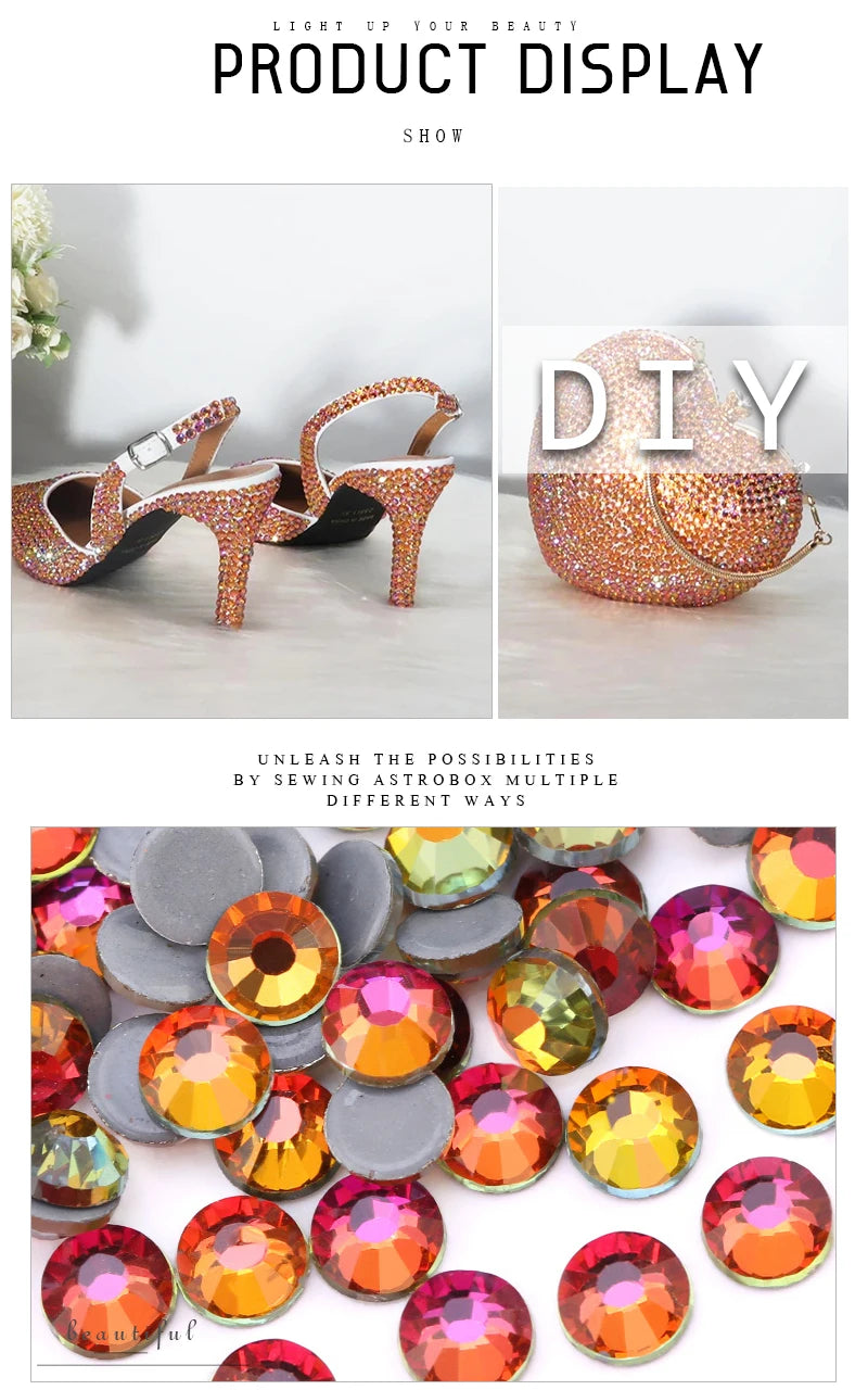 SS6-SS30 Multi-color Crystal AB Hot Fix Rhinestone Crystal Super Glitter Strass Iron On Rhinestones For Nail Art Fabric Garment