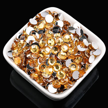 1000 viên Đá trang trí móng tay lấp lánh màu sắc ss6-ss30 Hạt đá pha lê nhựa resin mặt phẳng dùng trang trí giày dép túi xách quần áo phụ kiện DIY