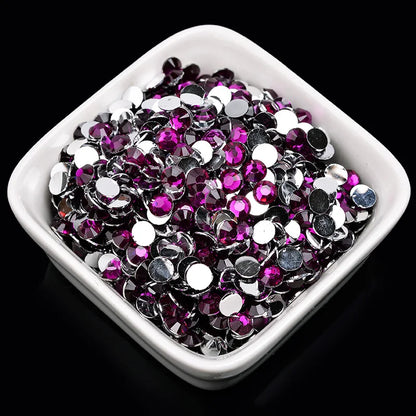 1000 viên Đá trang trí móng tay lấp lánh màu sắc ss6-ss30 Hạt đá pha lê nhựa resin mặt phẳng dùng trang trí giày dép túi xách quần áo phụ kiện DIY