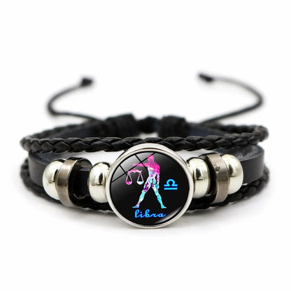 12 Zodiac Signs Constellation Charm Bracelet Men Women Fashion Multilayer Weave leather Bracelet &amp; Bangle Birthday Gifts-1