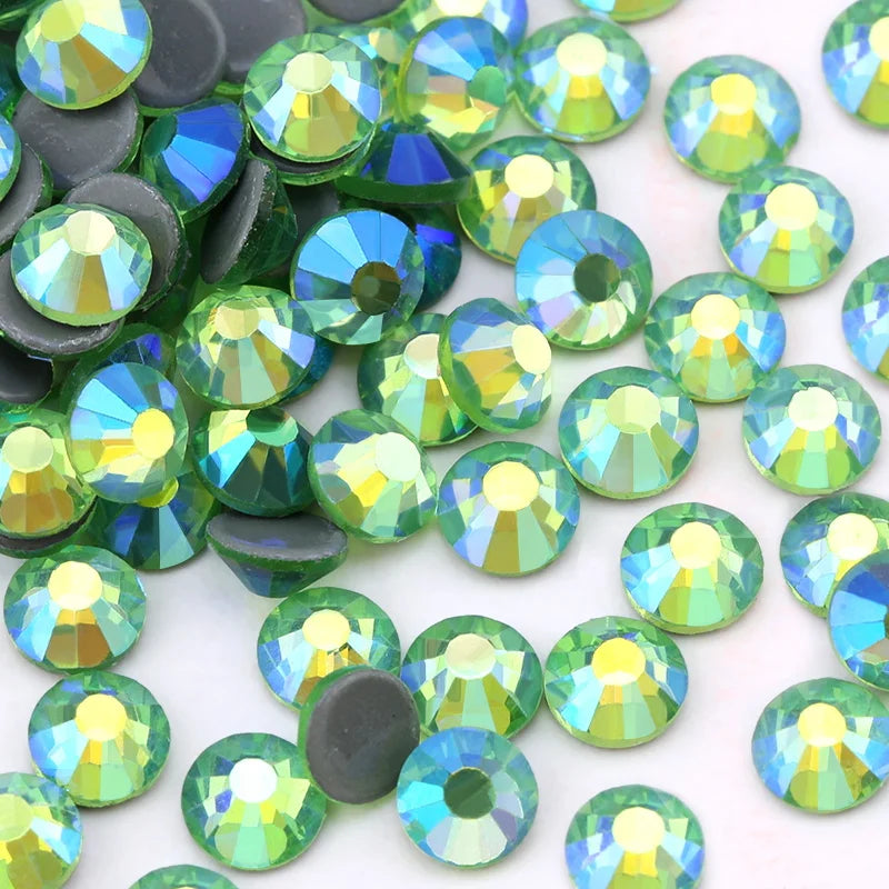 SS6-SS30 Multi-color Crystal AB Hot Fix Rhinestone Crystal Super Glitter Strass Iron On Rhinestones For Nail Art Fabric Garment