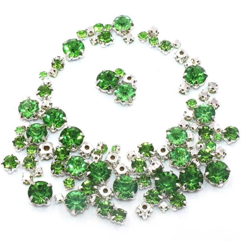 Hot Sale 100pcs/bag Mix Size Glass Crystal Stones Clothing Loose Beads Silver Claw Setting Sew On Rhinestones Diy Wedding Dress