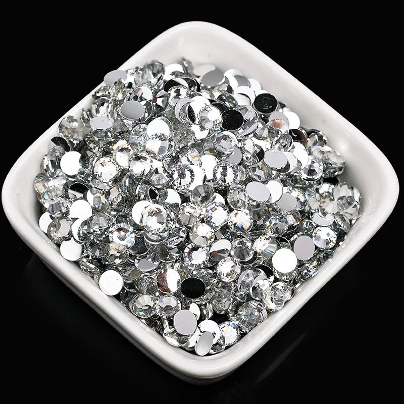 1000 viên Đá trang trí móng tay lấp lánh màu sắc ss6-ss30 Hạt đá pha lê nhựa resin mặt phẳng dùng trang trí giày dép túi xách quần áo phụ kiện DIY