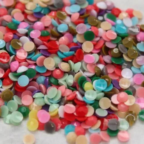 1000 viên Đá trang trí móng tay lấp lánh màu sắc ss6-ss30 Hạt đá pha lê nhựa resin mặt phẳng dùng trang trí giày dép túi xách quần áo phụ kiện DIY