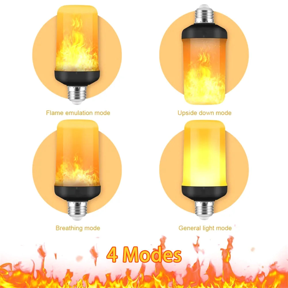 B22 E27 LED Flame Effect Light Bulb 4 Modes Flickering Fire Simulation for Party KTV Festival Garden Home Decor Outdoor Lighting