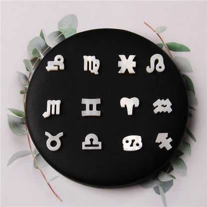 12 Zodiac Signs Constellation Charms Natural Mother of Pearl Shell Letter Aries Charm jewelry Diy for Women Men and Child Gifts