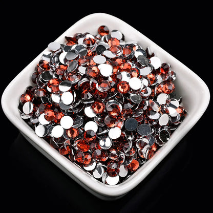 1000 viên Đá trang trí móng tay lấp lánh màu sắc ss6-ss30 Hạt đá pha lê nhựa resin mặt phẳng dùng trang trí giày dép túi xách quần áo phụ kiện DIY