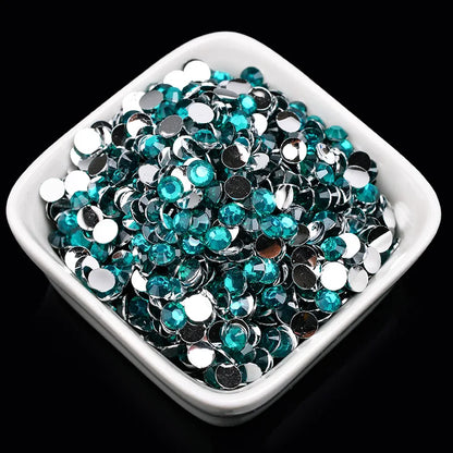 1000 viên Đá trang trí móng tay lấp lánh màu sắc ss6-ss30 Hạt đá pha lê nhựa resin mặt phẳng dùng trang trí giày dép túi xách quần áo phụ kiện DIY