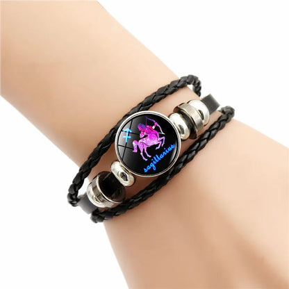 12 Zodiac Signs Constellation Charm Bracelet Men Women Fashion Multilayer Weave leather Bracelet & Bangle Birthday Gifts-1