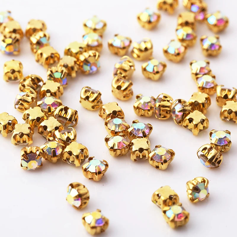 Sell At Loss RESEN Top Quality 3-10mm Sliver Claw Sew On Rhinestones Clear Crystal Color Sliver Base Sewing Stone DIY Decoration