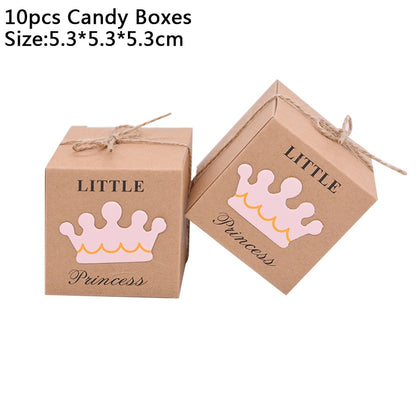 10Pcs Gift Boxes Kraft Paper Candy Box Wedding Favors Baby Shower Decoration Boy Or Girl Gender Reveal Birthday Party Supplies