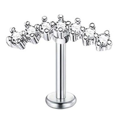 Crystal Flower Tragus Piercing Earring Flat 16G Cross Cartilage Piercing Stud Helix Jewelry Conch Rook Lobe Earring Labret Stud