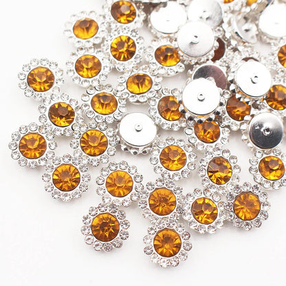 8mm-12mm Sunflower Sewing Claw Rhinestones Crystals Glass Beads Buttons Stones Sew On Rhinestone for Clothes Sewing Accessories