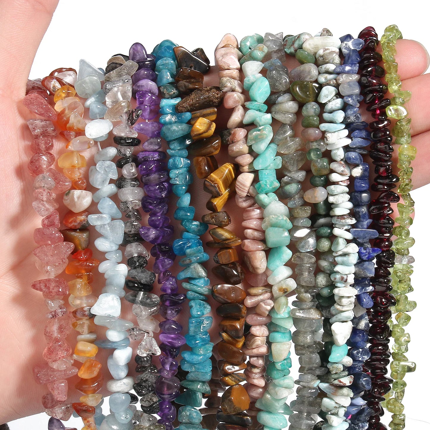 Irregular Amethysts Garnet Tiger Eye Crystal Natural Stone Chips Gravel Beads For Jewelry Making DIY Bracelet Necklace 16inch