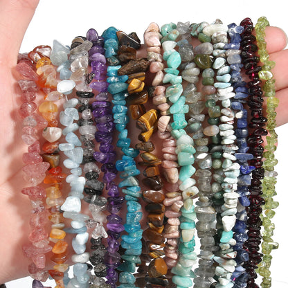 Irregular Amethysts Garnet Tiger Eye Crystal Natural Stone Chips Gravel Beads For Jewelry Making DIY Bracelet Necklace 16inch