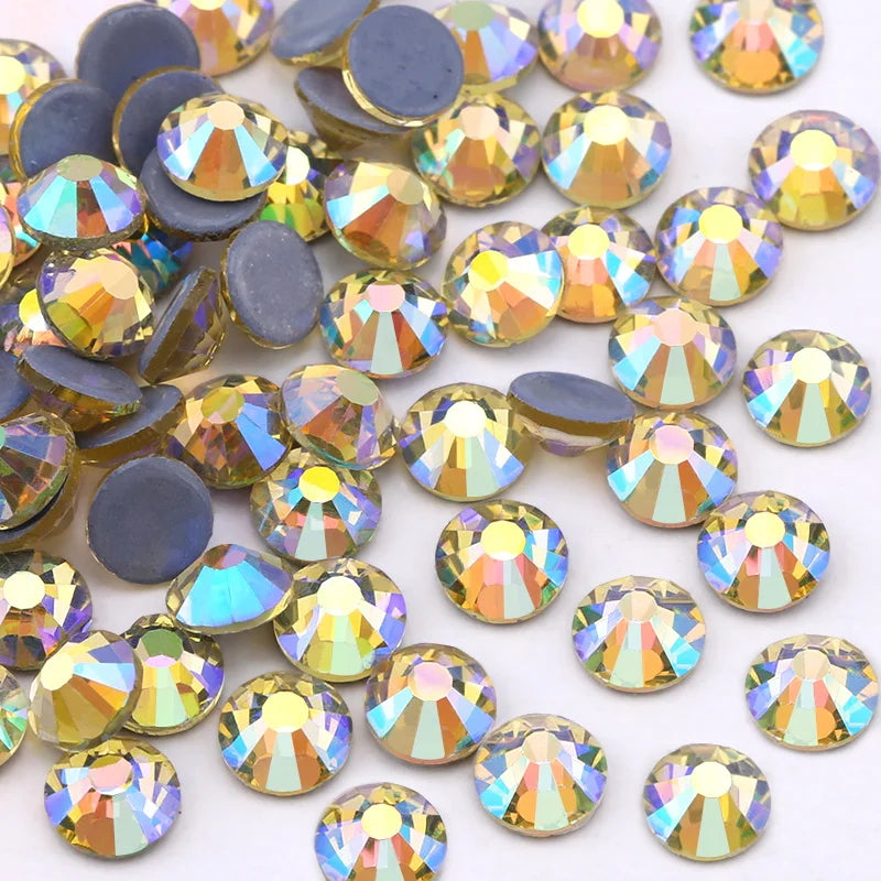 SS6-SS30 Multi-color Crystal AB Hot Fix Rhinestone Crystal Super Glitter Strass Iron On Rhinestones For Nail Art Fabric Garment