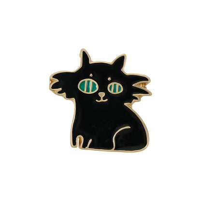 Cartoon Animal Brooches Black White Couple Cat Fish Bone Enamel Pins Clothes Collar Lapel Pin Bag Metal Badges Jewelry For Lover