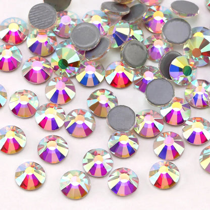 SS6-SS30 Multi-color Crystal AB Hot Fix Rhinestone Crystal Super Glitter Strass Iron On Rhinestones For Nail Art Fabric Garment