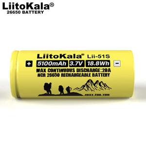 6-30PCS Liitokala LII-51S 26650 20A power rechargeable lithium battery 26650A , 3.7V 5100mA .  Suitable for flashlight