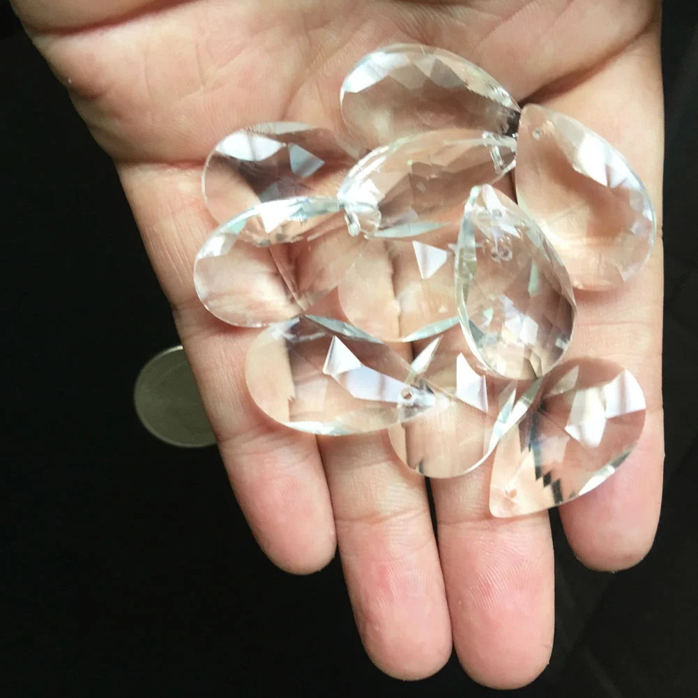 10PCS 28mm Tear Drop Crystals Prism Sun Catcher Clear Glass Chandelier Crystal Parts DIY Hanging Pendant Jewelry Spacer Faceted