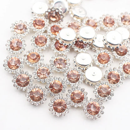 30PCS-100PCS Gold Flower Claw Rhinestones Glitter Crystals Trim Stones Beads Garment Crafts Sew On Rhinestones for Clothes Gems