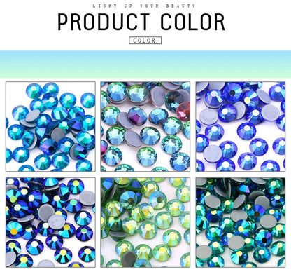 SS6-SS30 Multi-color Crystal AB Hot Fix Rhinestone Crystal Super Glitter Strass Iron On Rhinestones For Nail Art Fabric Garment