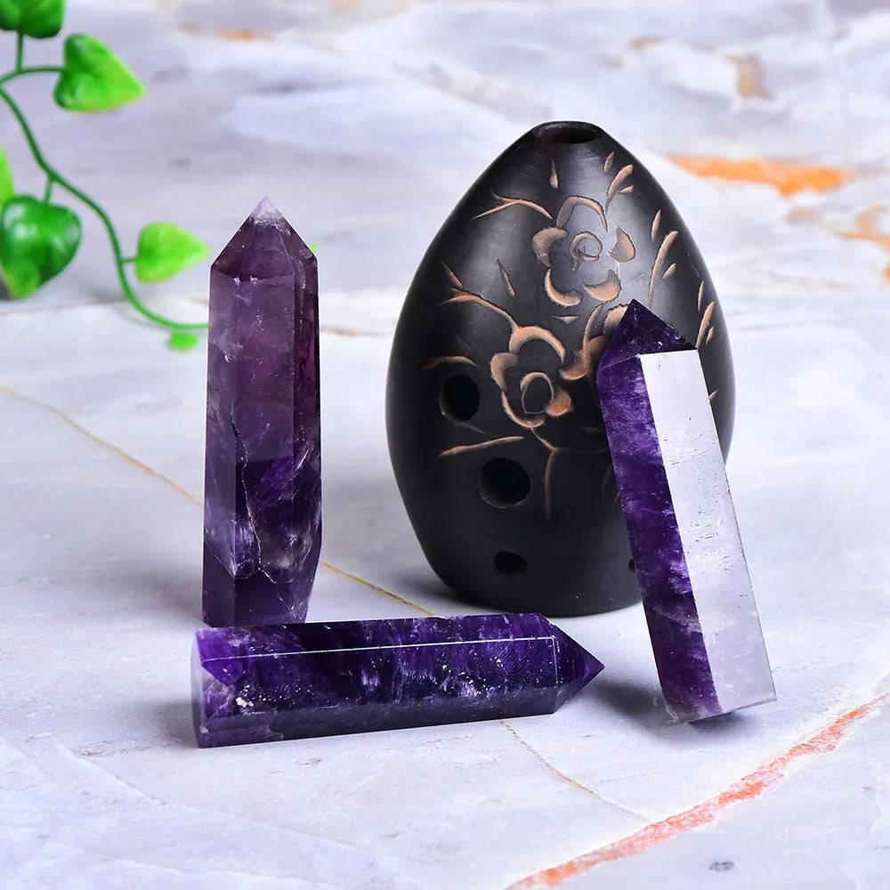 Natural Amethyst Point Crystal Healing Energy Stone Natural Quartz Home Decor Reiki Polished Crafts 50-80mm Stone Carved 1PC