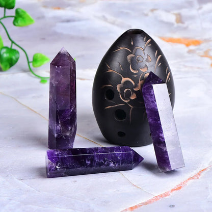 Natural Amethyst Point Crystal Healing Energy Stone Natural Quartz Home Decor Reiki Polished Crafts 50-80mm Stone Carved 1PC