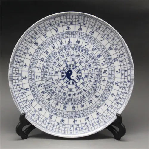 Chinese Blue And White Porcelain Cerami Painted Feng Shui Small Plate