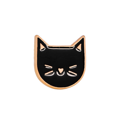 Cartoon Animal Brooches Black White Couple Cat Fish Bone Enamel Pins Clothes Collar Lapel Pin Bag Metal Badges Jewelry For Lover