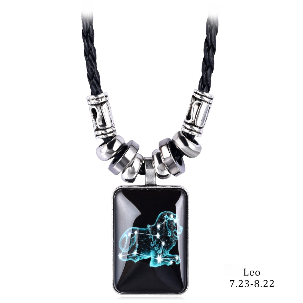 2022 Charm Pendant Necklace Galaxy Constellation Design 12 Zodiac Sign Horoscope Astrology Necklace for Women Men Resin Jewelry