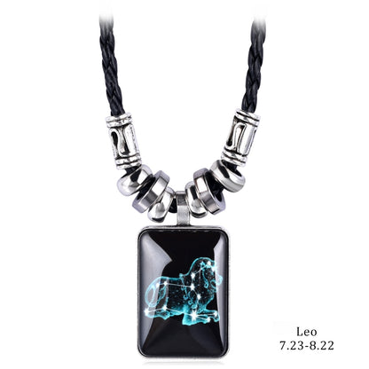 2022 Charm Pendant Necklace Galaxy Constellation Design 12 Zodiac Sign Horoscope Astrology Necklace for Women Men Resin Jewelry