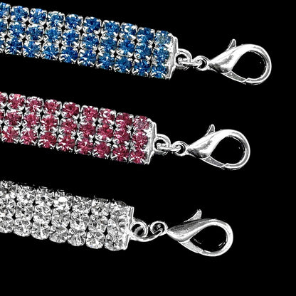 Bling Rhinestone Dog Collar Crystal Puppy Chihuahua Pet Dog Collars Leash For Small Medium Dogs Mascotas Accessories SML Pink