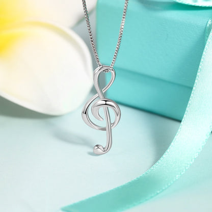 JewelOra Silver Color Musical Note Necklaces &amp; Pendants Elegant Pendant Necklace Women Gifts for Girlfriend