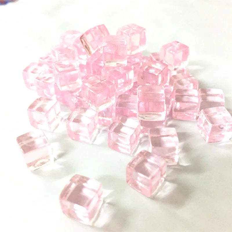 50Pcs/Set 25colors 8mm cube Clear Solid Transparent Square Colorful Crystal Dice Chess Piece Right Angle Sieve For Puzzle Game