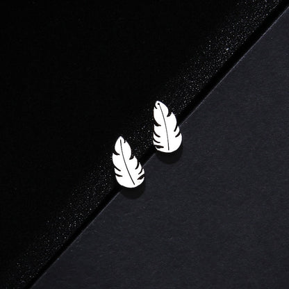 CACANA Stainless Steel Sets For Women Feather Shape Necklace Bracelet Earring Jewelry Lover's Engagement Jewelry