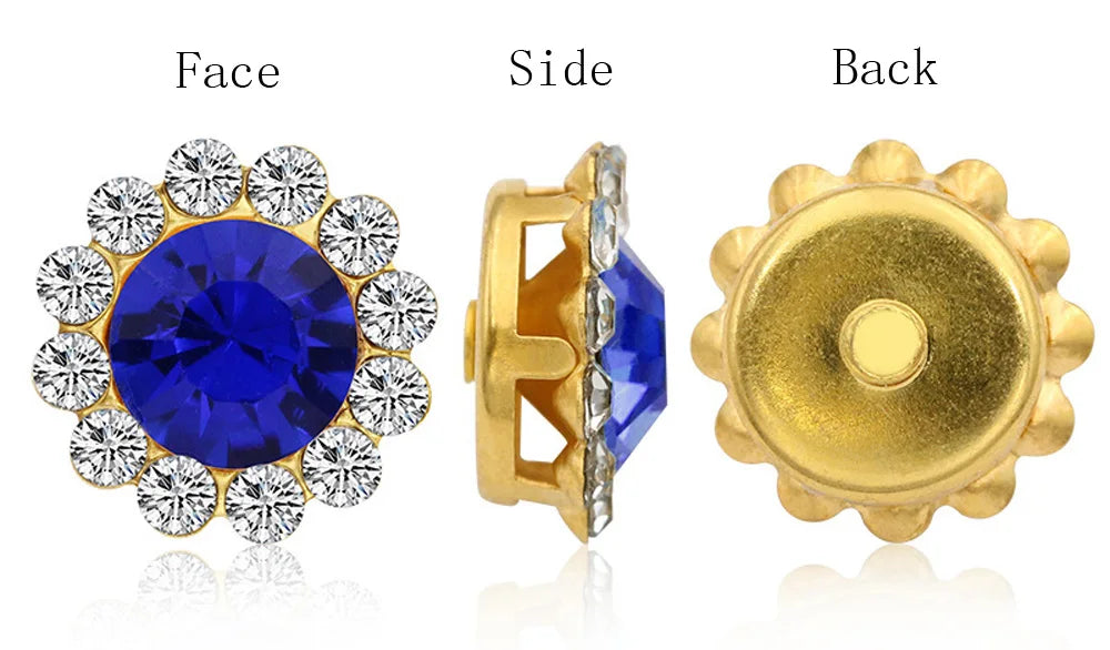 30PCS-100PCS Gold Flower Claw Rhinestones Glitter Crystals Trim Stones Beads Garment Crafts Sew On Rhinestones for Clothes Gems