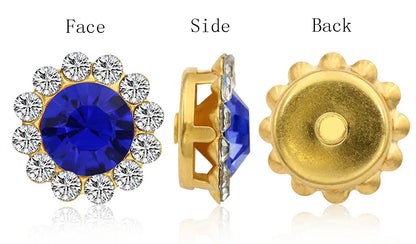 30PCS-100PCS Gold Flower Claw Rhinestones Glitter Crystals Trim Stones Beads Garment Crafts Sew On Rhinestones for Clothes Gems