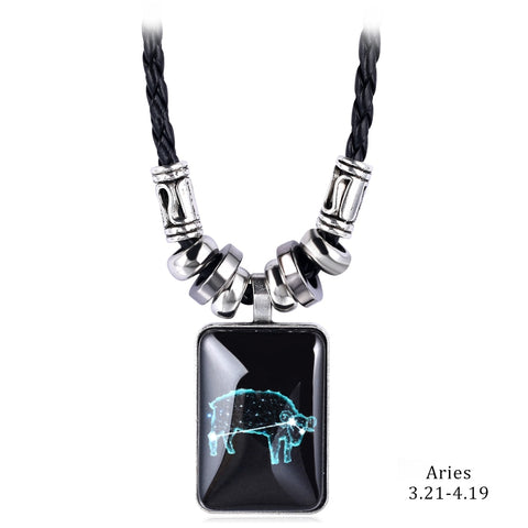 2022 Charm Pendant Necklace Galaxy Constellation Design 12 Zodiac Sign Horoscope Astrology Necklace for Women Men Resin Jewelry