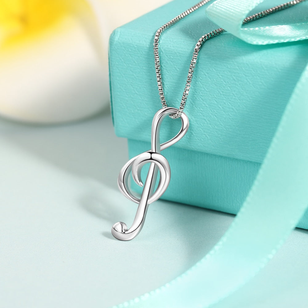 JewelOra Silver Color Musical Note Necklaces &amp; Pendants Elegant Pendant Necklace Women Gifts for Girlfriend