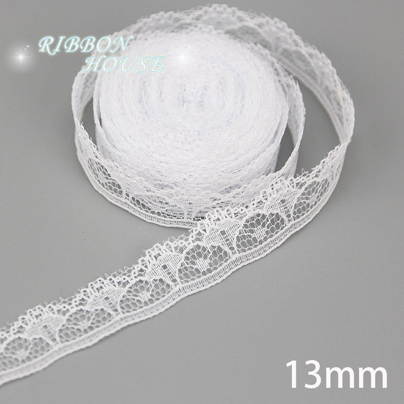 (5 yards/roll) white Lace ribbon fabric Webbing Decoration Lovely gift packing polyester Material