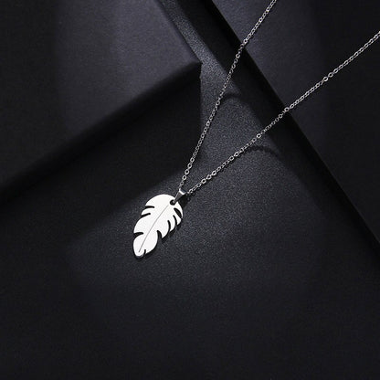 CACANA Stainless Steel Sets For Women Feather Shape Necklace Bracelet Earring Jewelry Lover's Engagement Jewelry