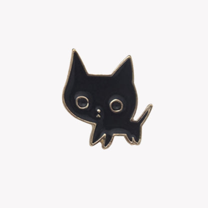 Cartoon Animal Brooches Black White Couple Cat Fish Bone Enamel Pins Clothes Collar Lapel Pin Bag Metal Badges Jewelry For Lover