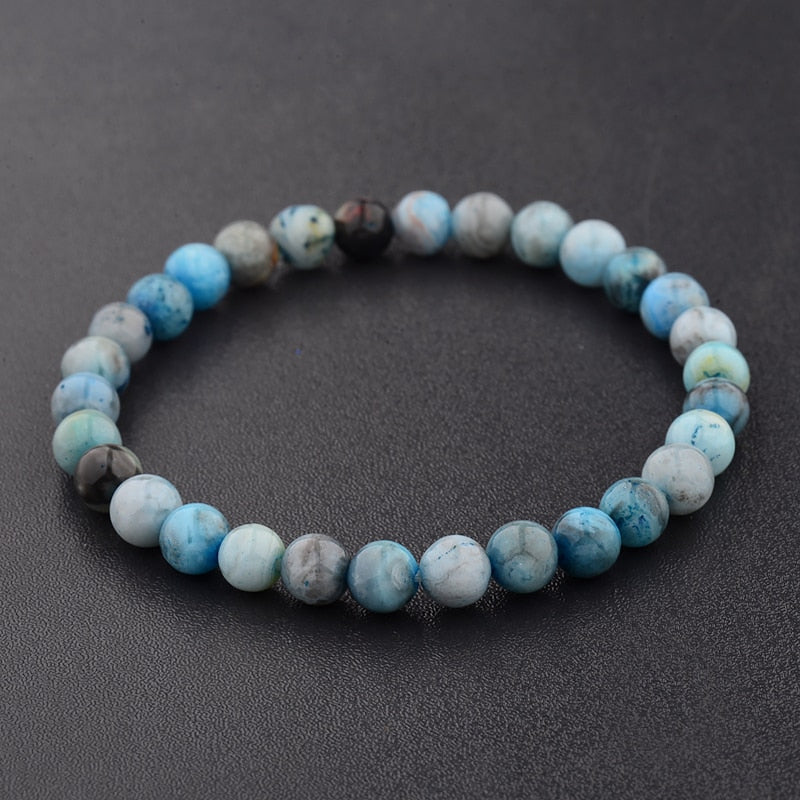 Amader 4 Style Women&#39;s Multicolor 6mm Natural Stone Beads Elastic Charm Bracelet Trendy Men Blue Bead Prayer Bracelet AB176