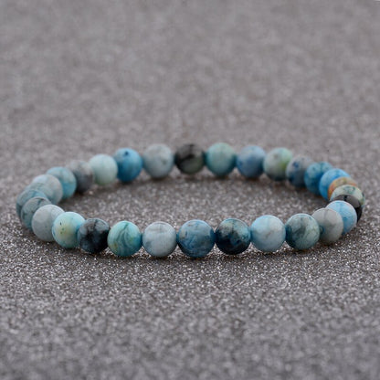 Amader 4 Style Women&#39;s Multicolor 6mm Natural Stone Beads Elastic Charm Bracelet Trendy Men Blue Bead Prayer Bracelet AB176