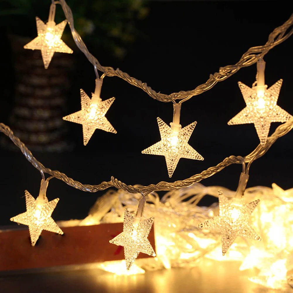 Đèn Led Dây Ngôi Sao 1.5m/3m/6m/10m Trang Trí Giáng Sinh, Đèn Thần Tiên Rèm Tiệc Cưới Dùng Pin USB Cho Gia Đình